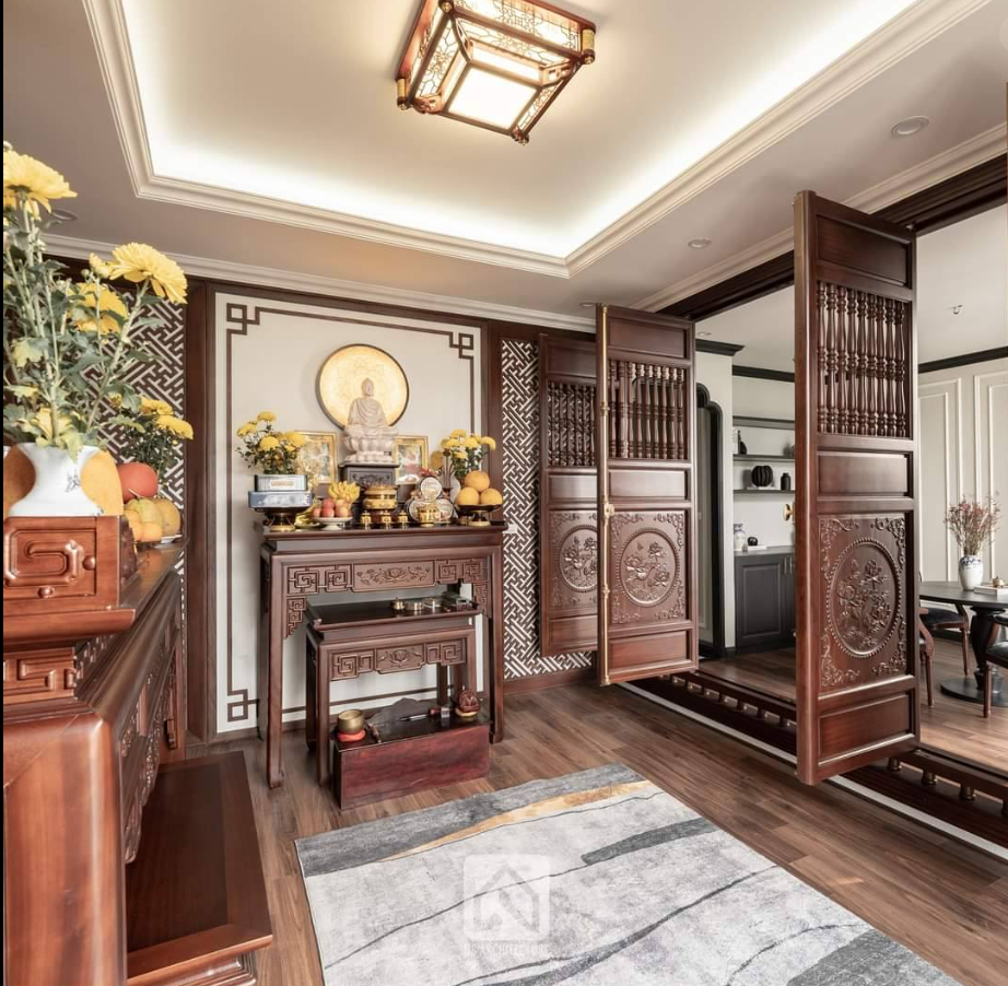 Thiết kế bàn thờ Phật và gia tiên cho anh Nam